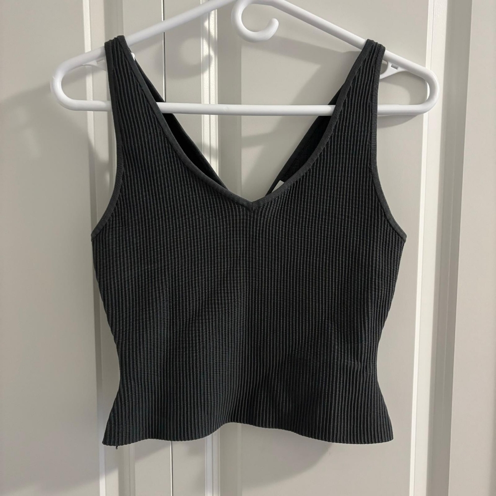 Babaton Sculpt Knit Double V Tank Smoky Emerald Green (M)